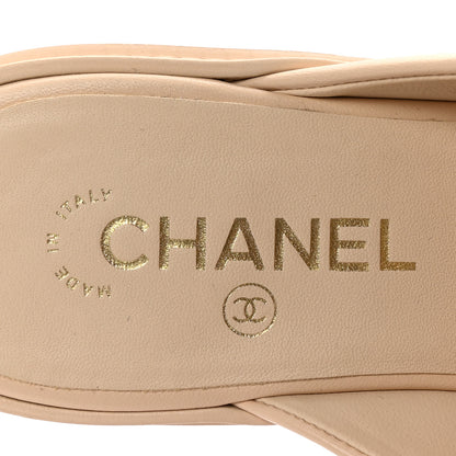 Chanel Lambskin Quilted CC Turnlock Mules 38.5 Light Beige 8 of 10