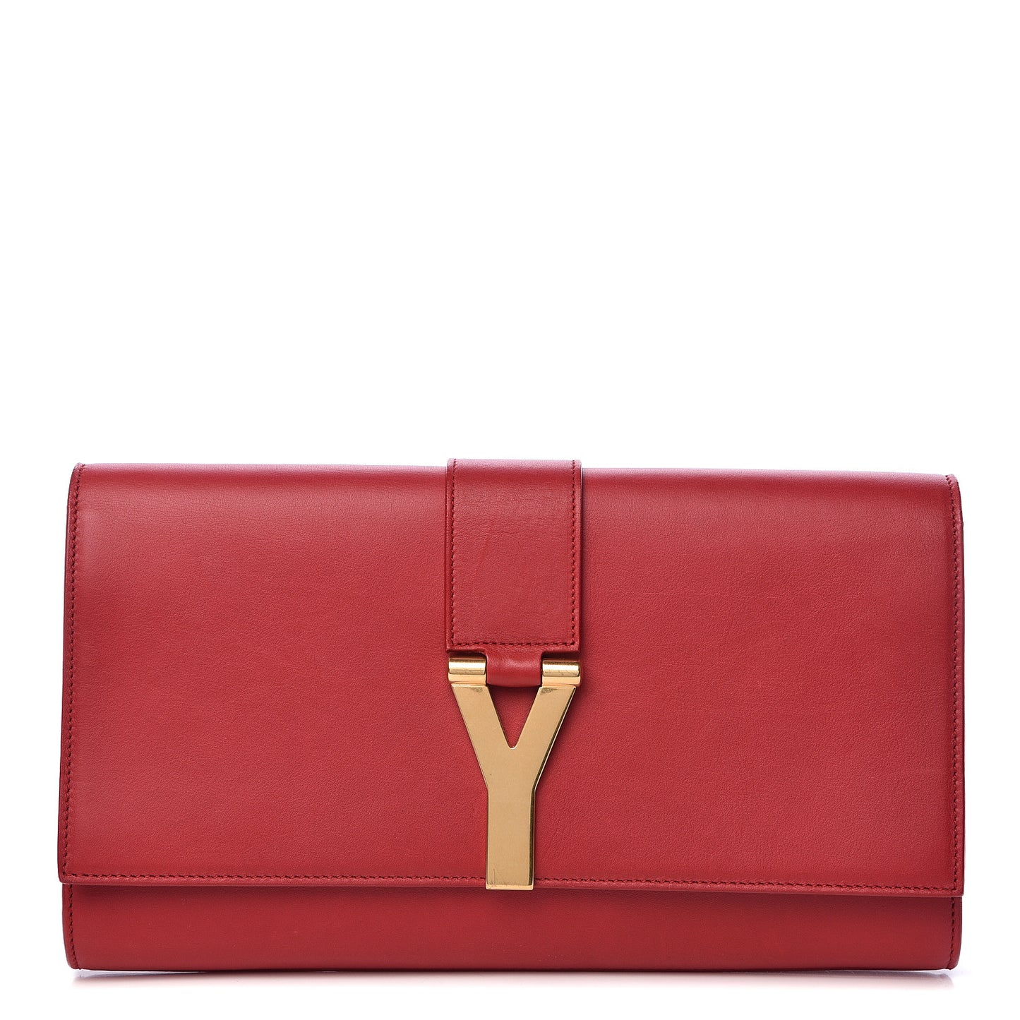 Calfskin Classic Y Ligne Clutch Red