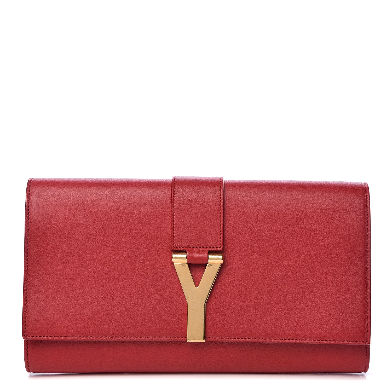 Saint Laurent Calfskin Classic Y Ligne Clutch Red 1 of 15
