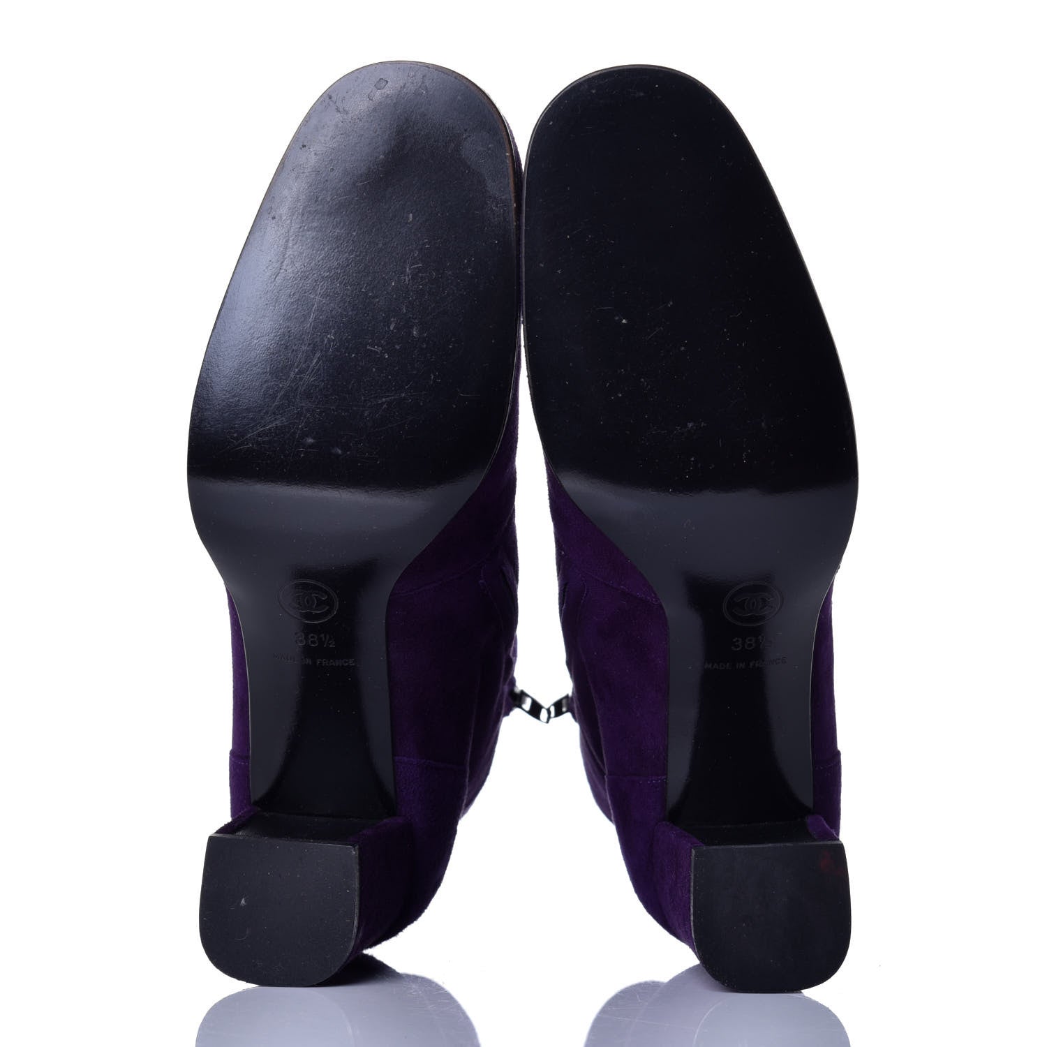 Chanel Suede CC Short Boots 38.5 Purple 5 of 8