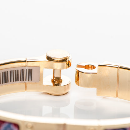 Hermes Enamel Printed Narrow Cachemire Fleuri Hinged Bracelet S Surnaturel 5 of 7