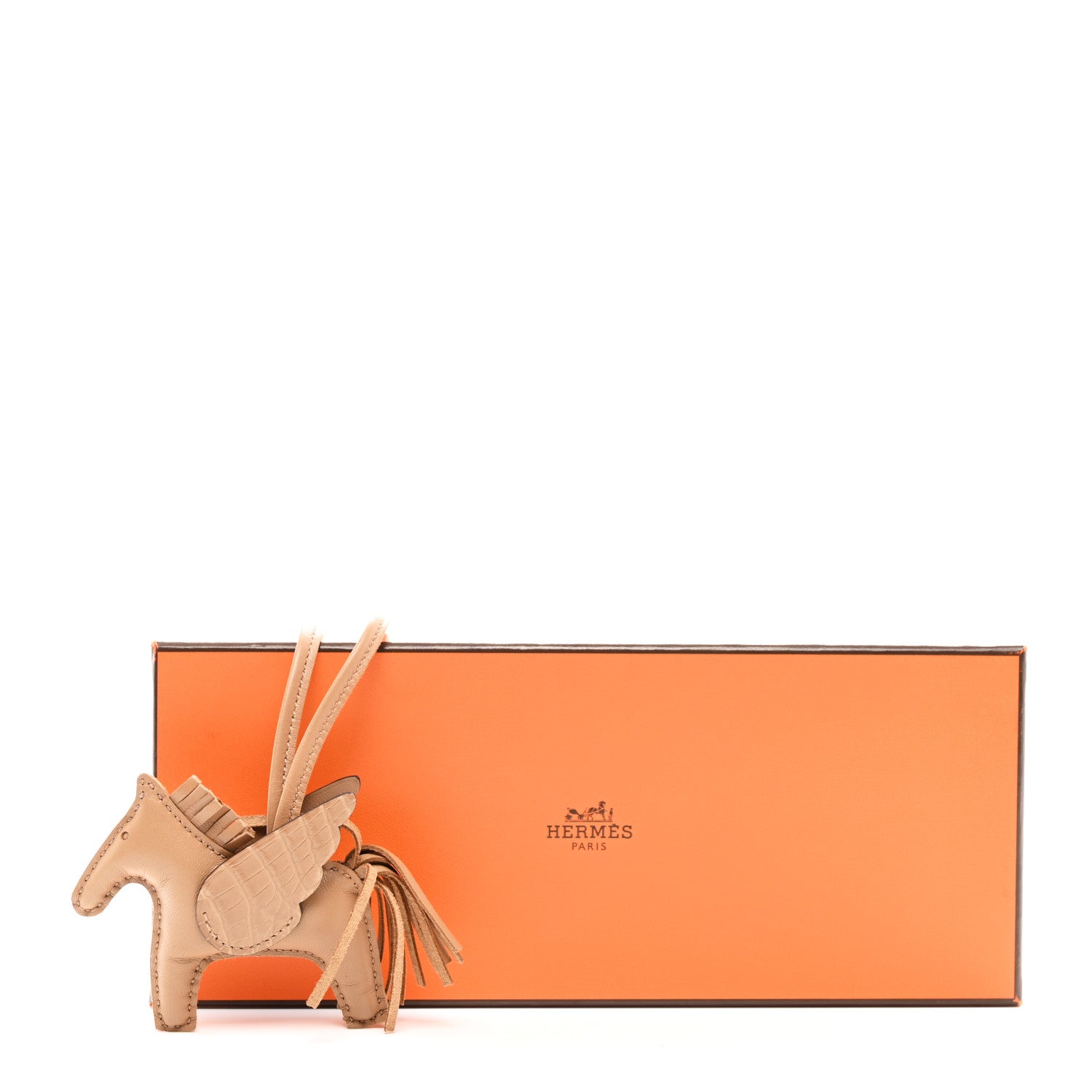 Hermes Milo Lambskin Matte Alligator Touch Grigri Rodeo Pegase Horse Bag Charm PM Chai 5 of 5