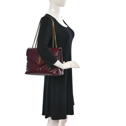Saint Laurent Calfskin Y Quilted Monogram Medium Loulou Chain Satchel Palissandre 2 of 9