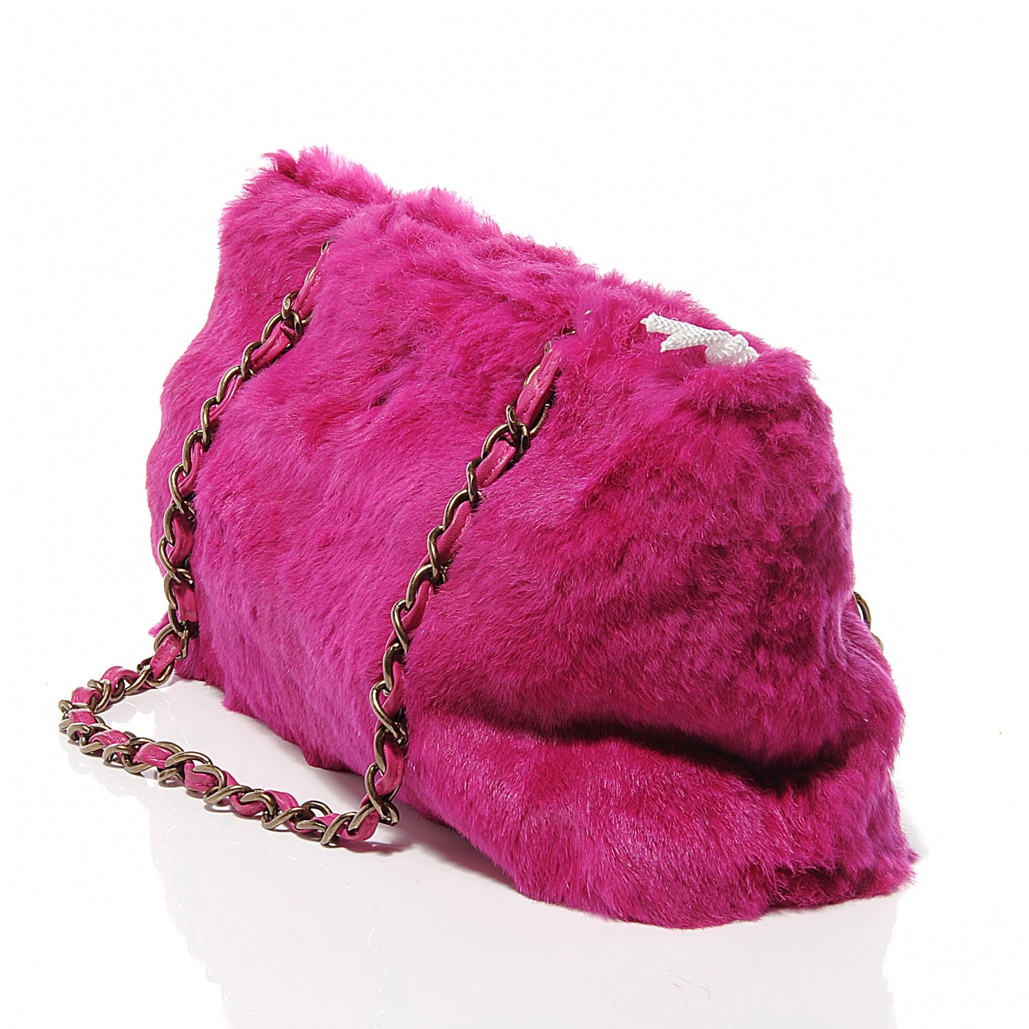 Chanel Rabbit Fur Tote Fuchsia 6 of 8
