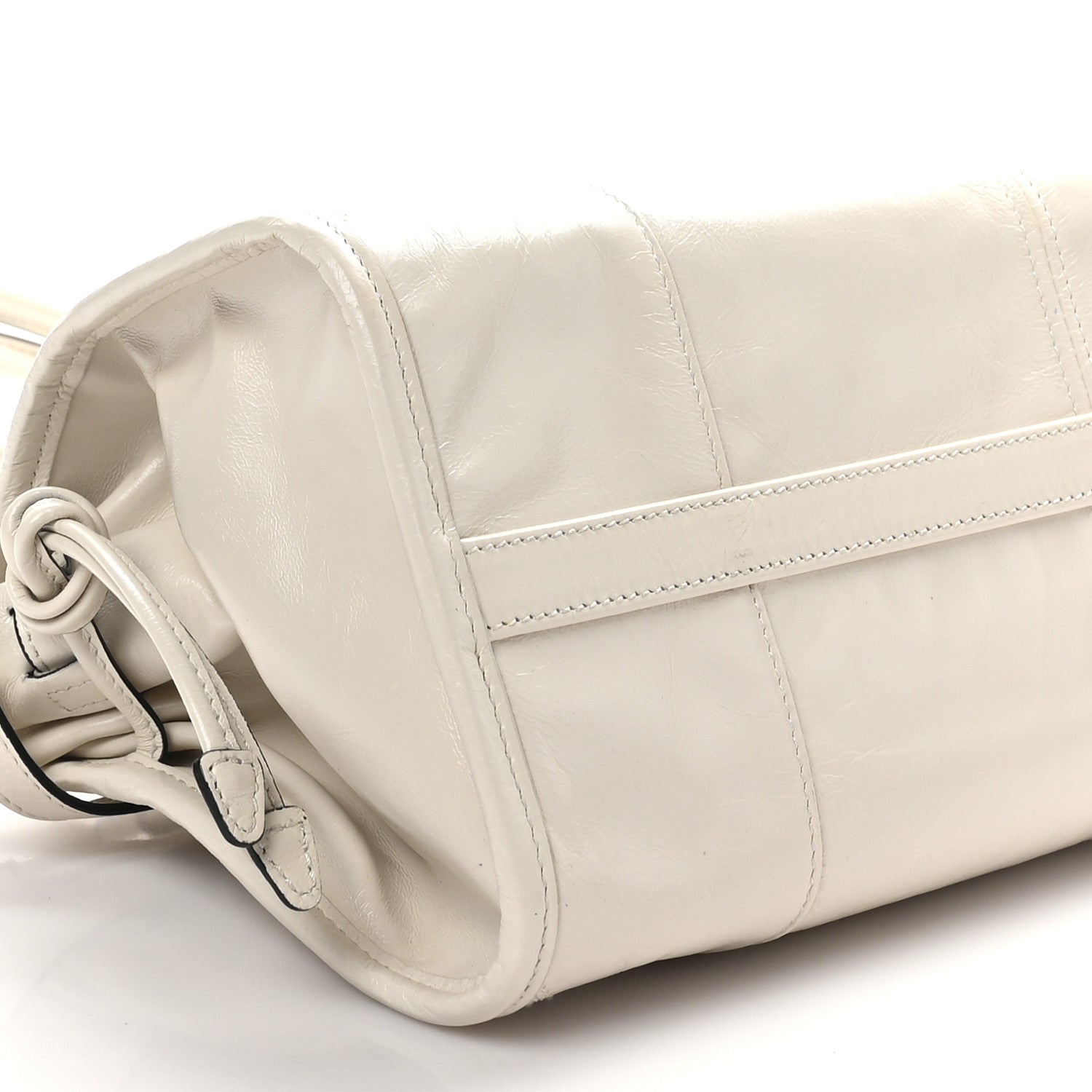 Prada Glossy Calfskin Triangle Medium Bonnie Shoulder Bag White 8 of 9