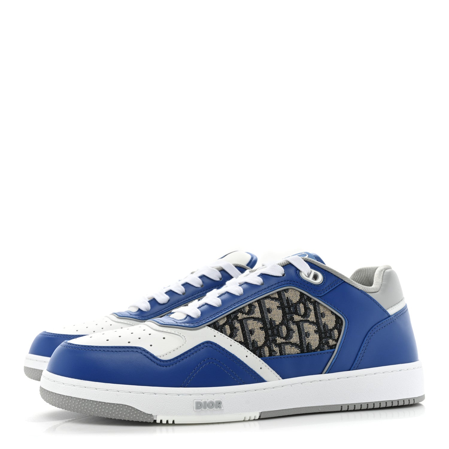 Christian Dior Smooth Calfskin Jacquard Oblique Mens B27 Low Top Sneakers 44 Blue White 3 of 10