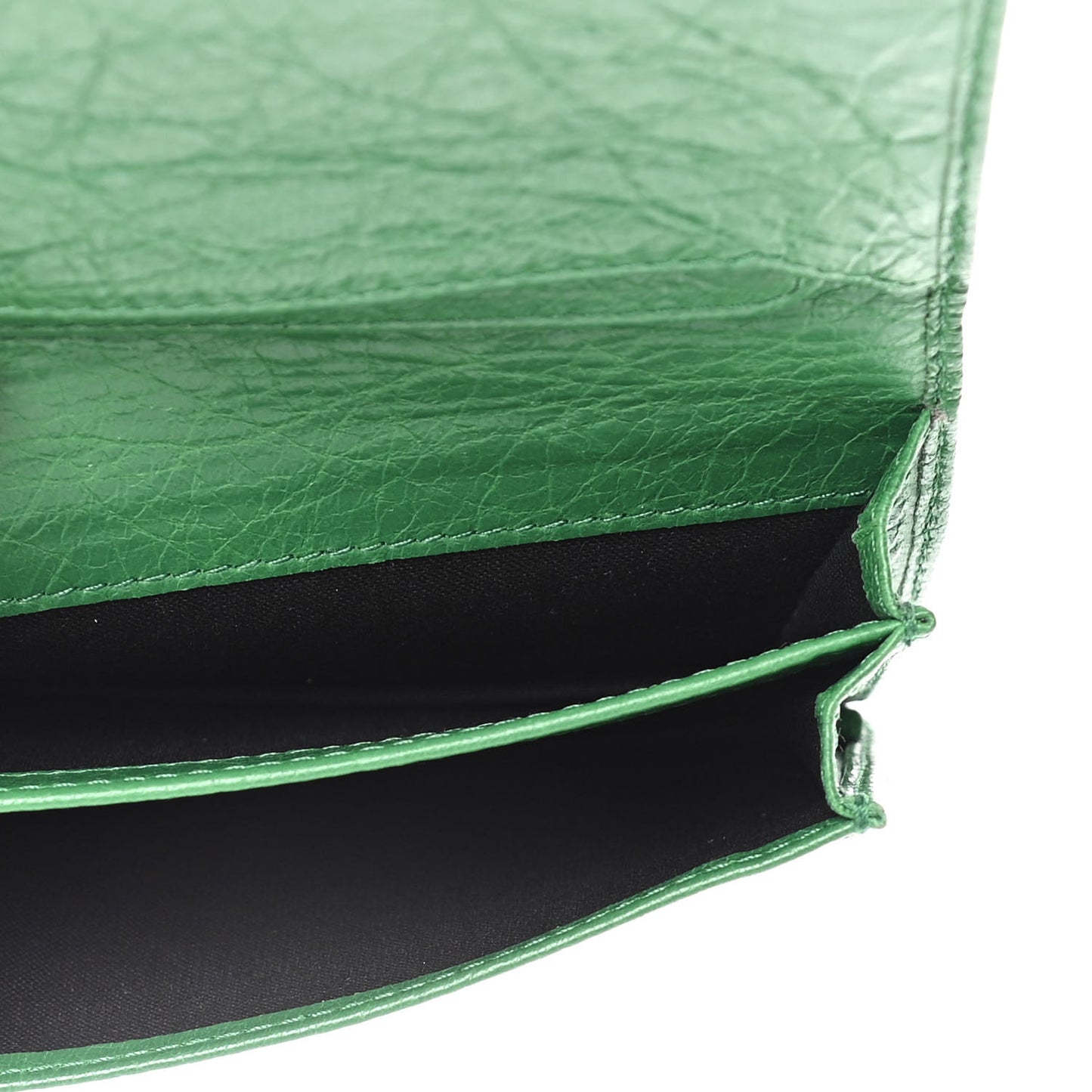 Agneau Arena Classic Gold Hardware Mini Wallet Vert Trefle