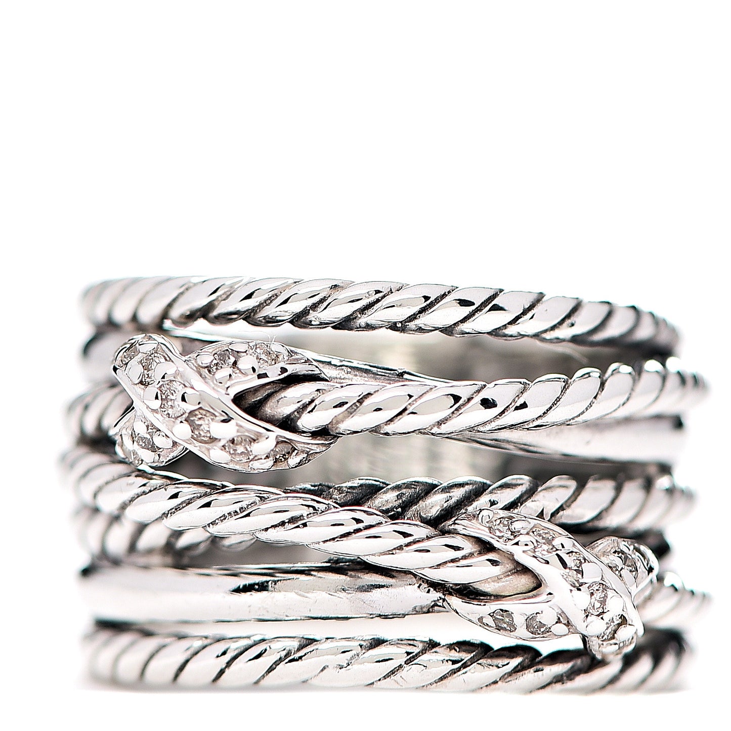 Sterling Silver Diamond Double X Crossover Ring 49 5