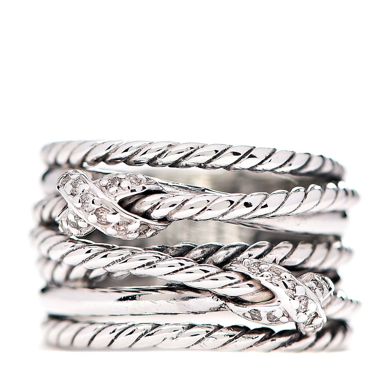 David Yurman Sterling Silver Diamond Double X Crossover Ring 49 5 1 of 3