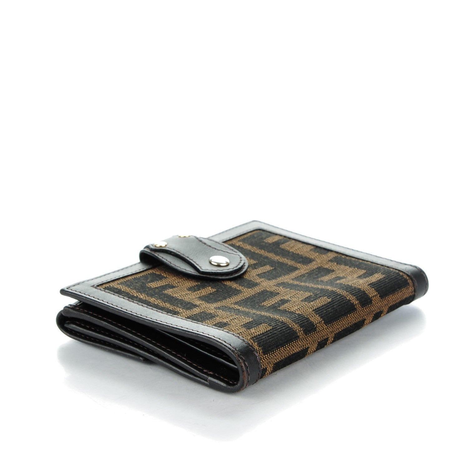 Fendi Zucca Cuoio Lucido Compact Wallet Tobacco Moro 4 of 9