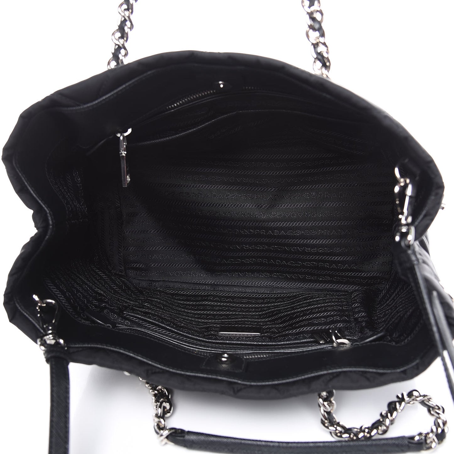 Nylon Tessuto Impuntu Quilted Shoulder Bag Black