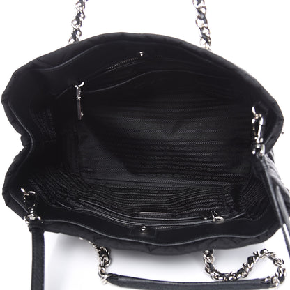 Prada Nylon Tessuto Impuntu Quilted Shoulder Bag Black 5 of 9