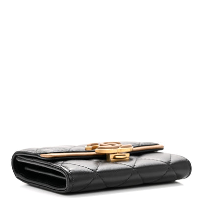 Chanel Lambskin Quilted CC Chic Flap Card Holder Black Gold 4 of 10
