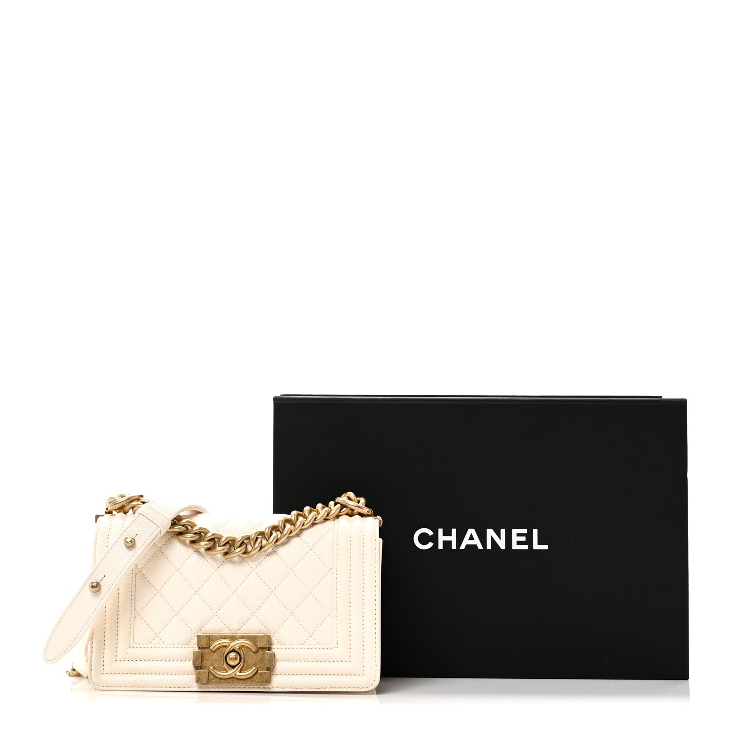 Chanel Caviar Quilted Small Boy Flap White 11 of 11