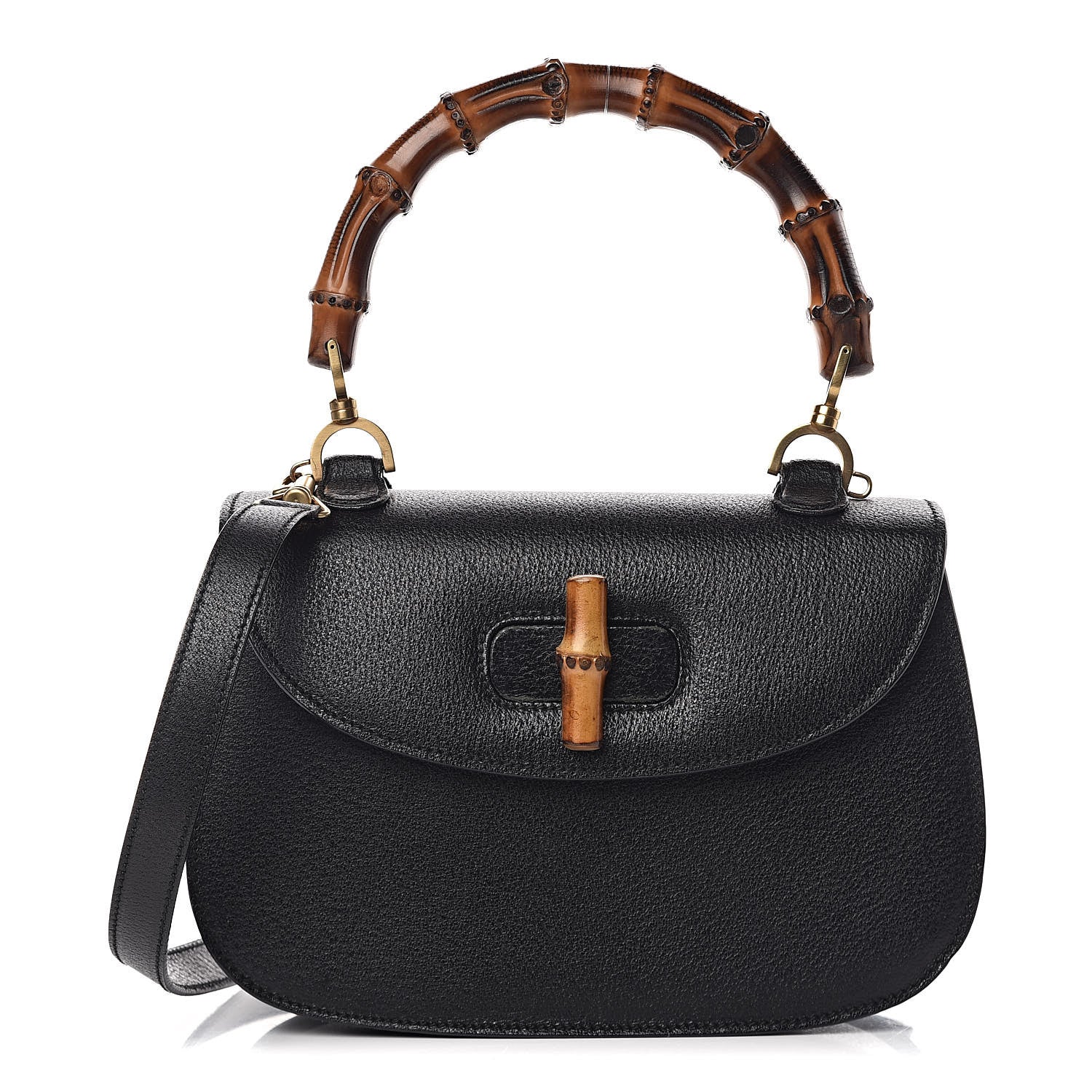 Gucci Calfskin Bamboo Top Handle Bag Black 1 of 13