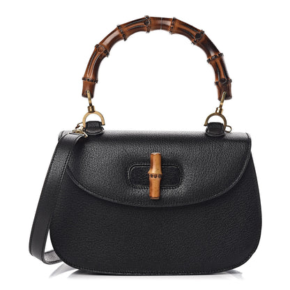 Gucci Calfskin Bamboo Top Handle Bag Black 1 of 13