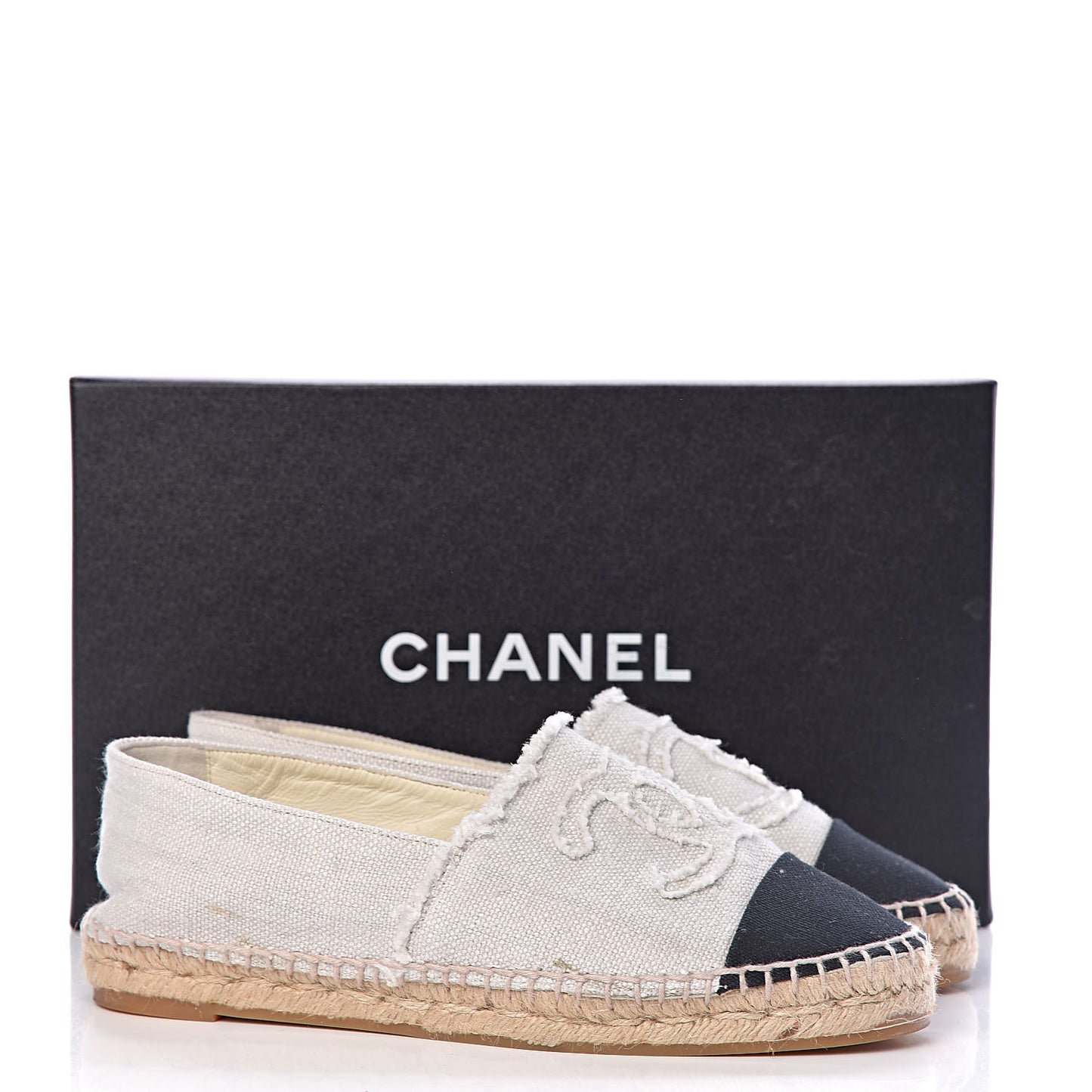 Linen CC Espadrilles 37 Beige Black