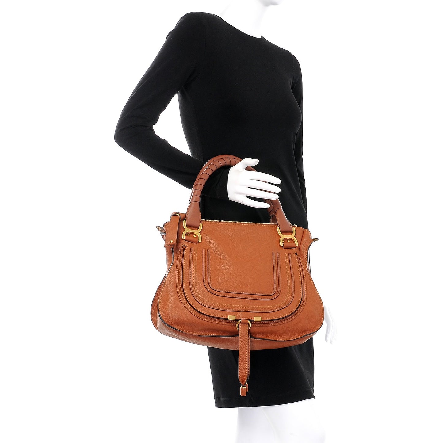 Calfskin Medium Marcie Satchel Tan