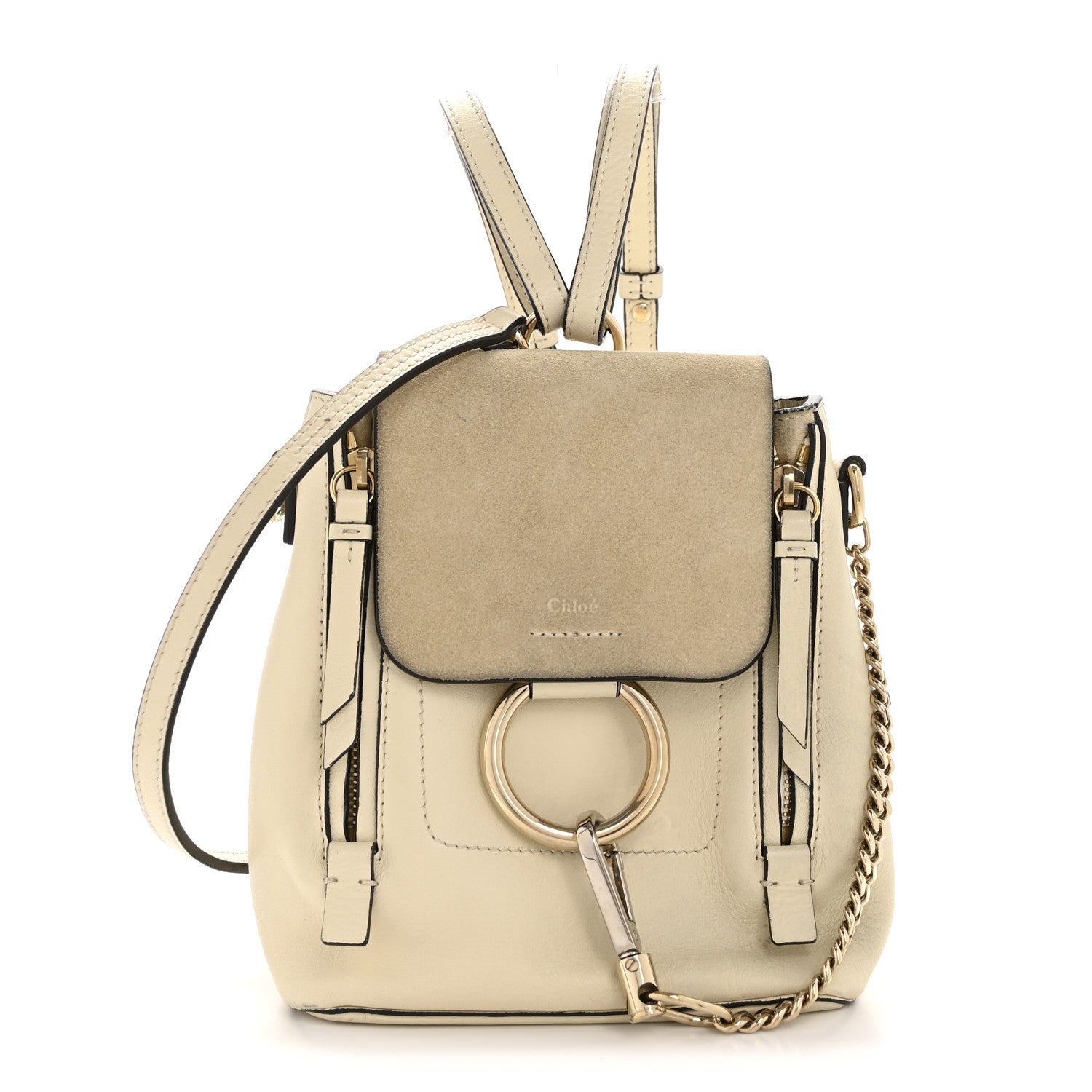 Chloe Suede Calfskin Mini Faye Backpack Off White 1 of 15