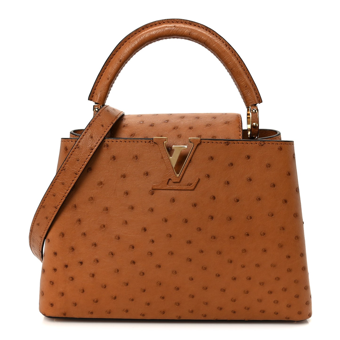 Ostrich Capucines BB Cognac
