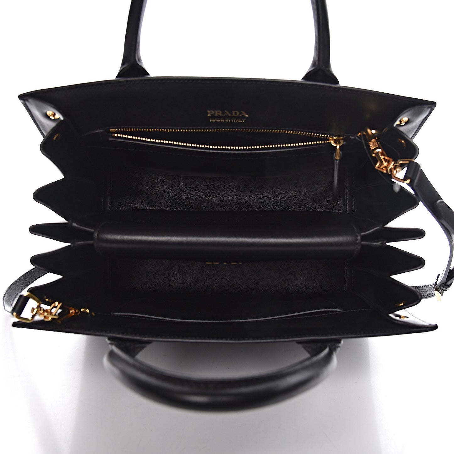 Saffiano City Calfskin Medium Bibliothèque Top Handle Black