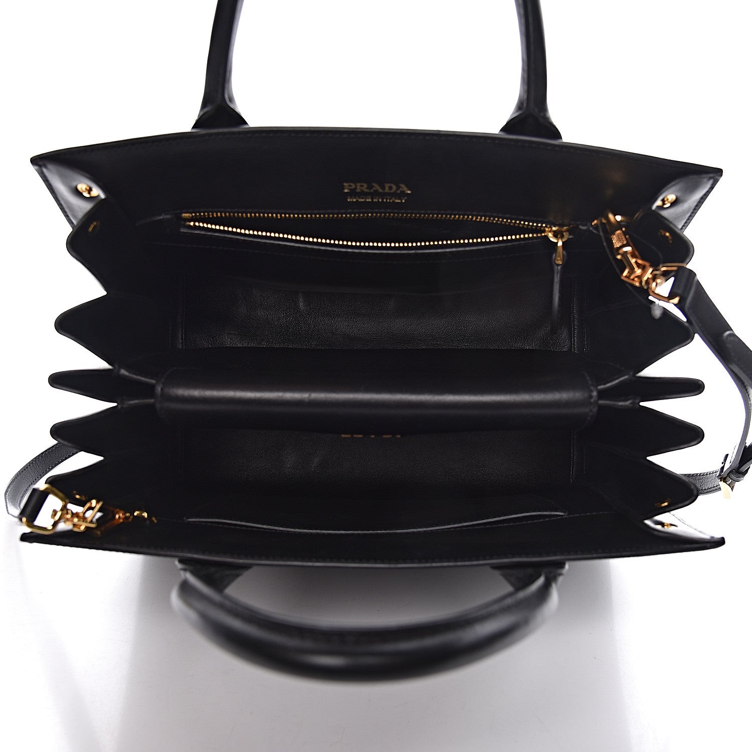 Prada Saffiano City Calfskin Medium Bibliothèque Top Handle Black 6 of 11