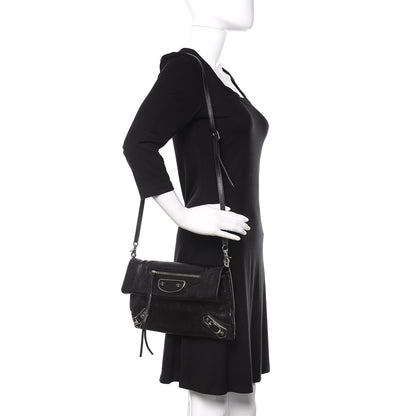 Balenciaga Chevre Silver Metallic Edge Hardware Envelope Clutch Black 2 of 10
