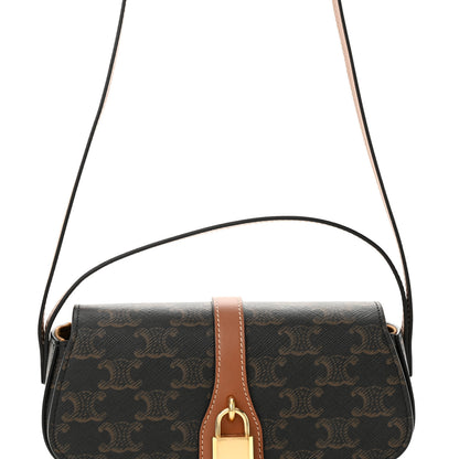 Celine Triomphe Canvas Calfskin Tabou Clutch on Strap Tan 7 of 10