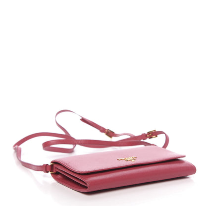 Prada Saffiano Metal Flap Wallet with Strap Peonia 4 of 9