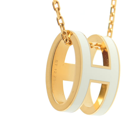 Hermes Lacquered Gold Pop H Pendant Necklace White 7 of 7