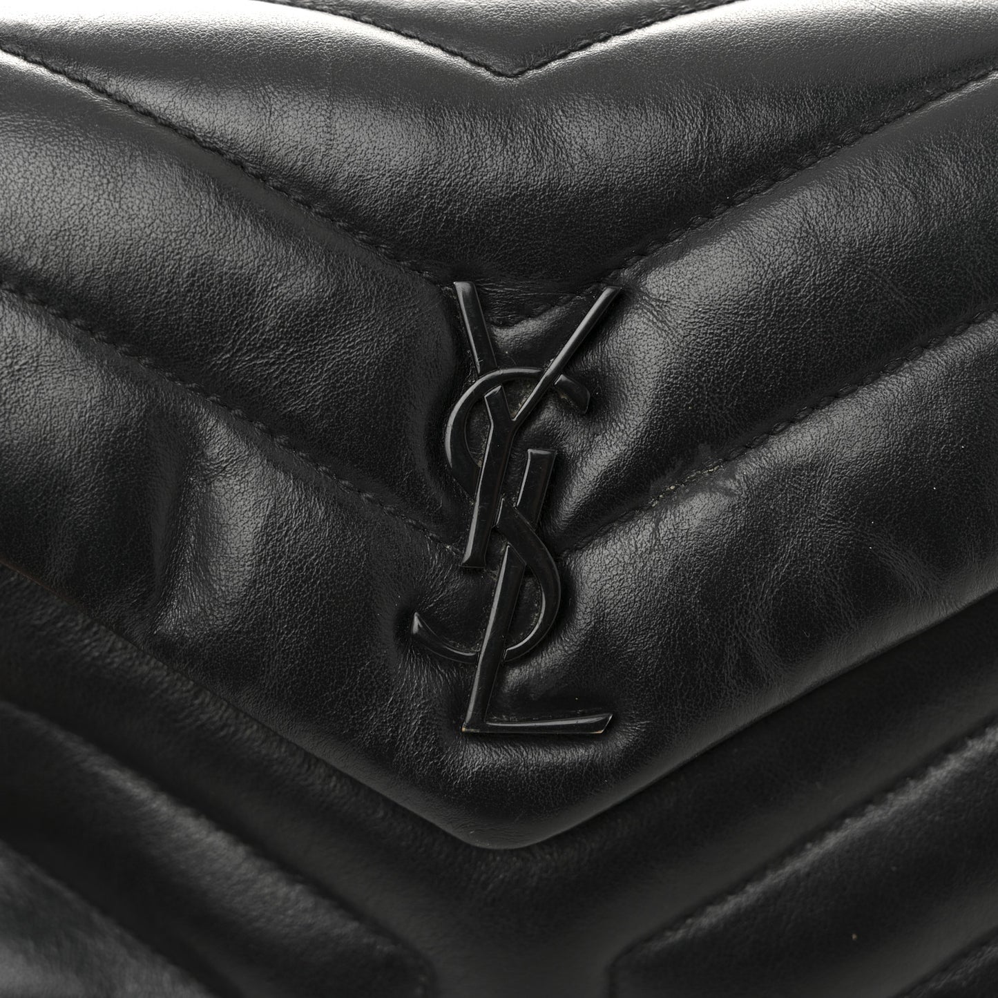 Calfskin Y Quilted Monogram Monochrome Toy Loulou Crossbody Bag Black