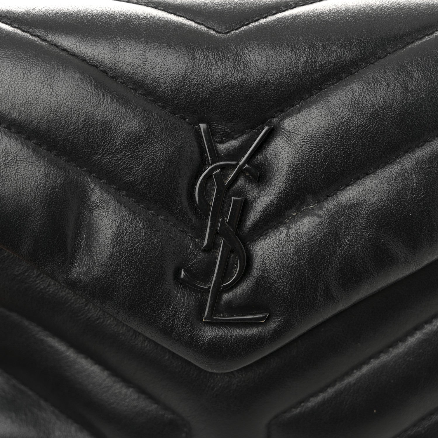 Saint Laurent Calfskin Y Quilted Monogram Monochrome Toy Loulou Crossbody Bag Black 13 of 16