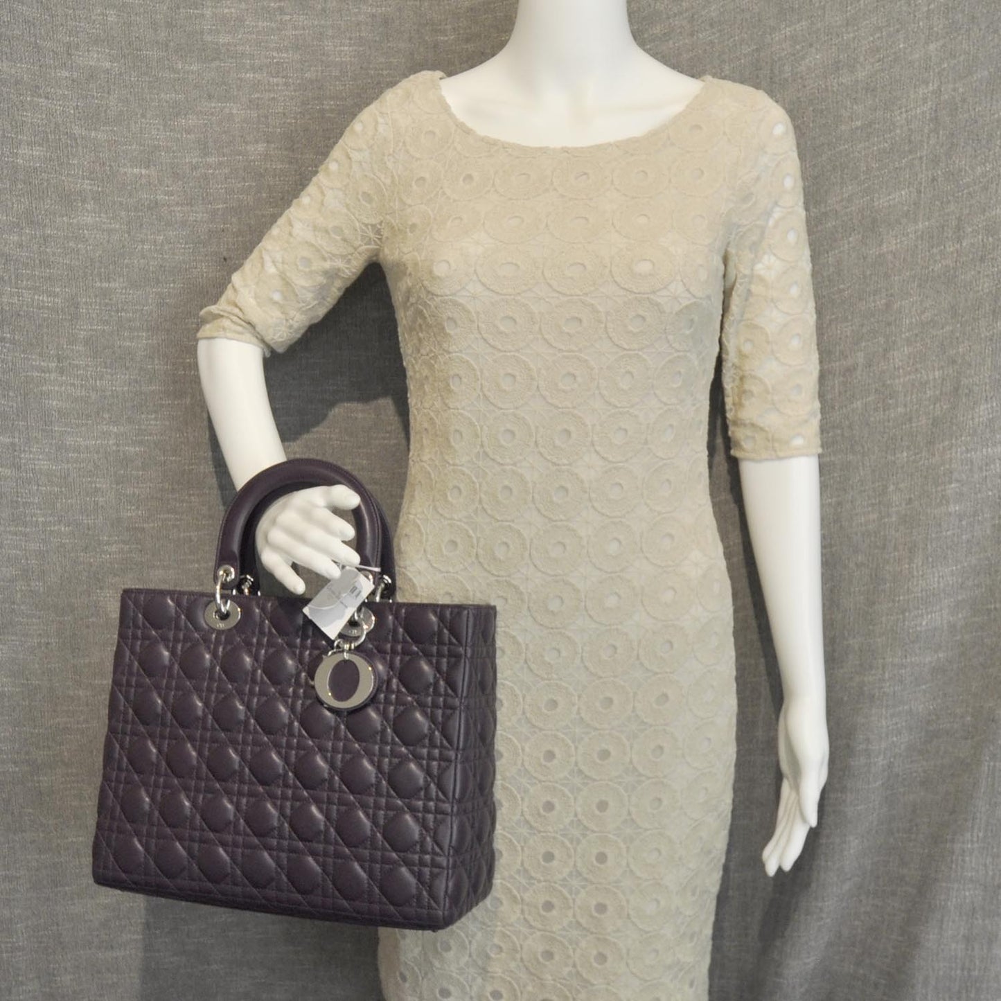 Lambskin Cannage Large Lady Dior Amaranth