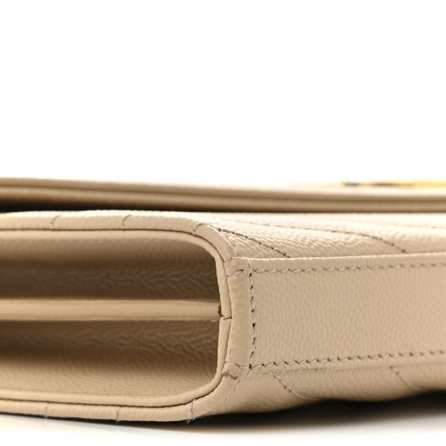 Saint Laurent Grain De Poudre Matelasse Chevron Monogram Chain Wallet Nude Powder 9 of 14