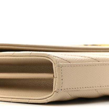Saint Laurent Grain De Poudre Matelasse Chevron Monogram Chain Wallet Nude Powder 9 of 14