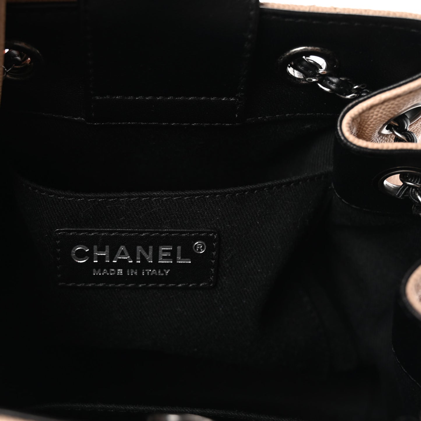 Caviar Quilted Small CC Bucket Bag Beige