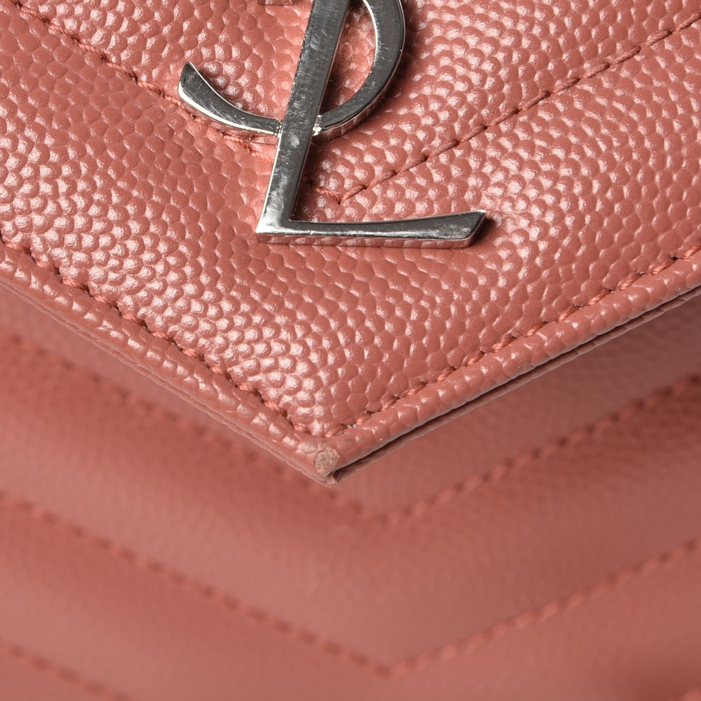 Grain De Poudre Matelasse Chevron Monogram Envelope Chain Wallet Blush Fonce