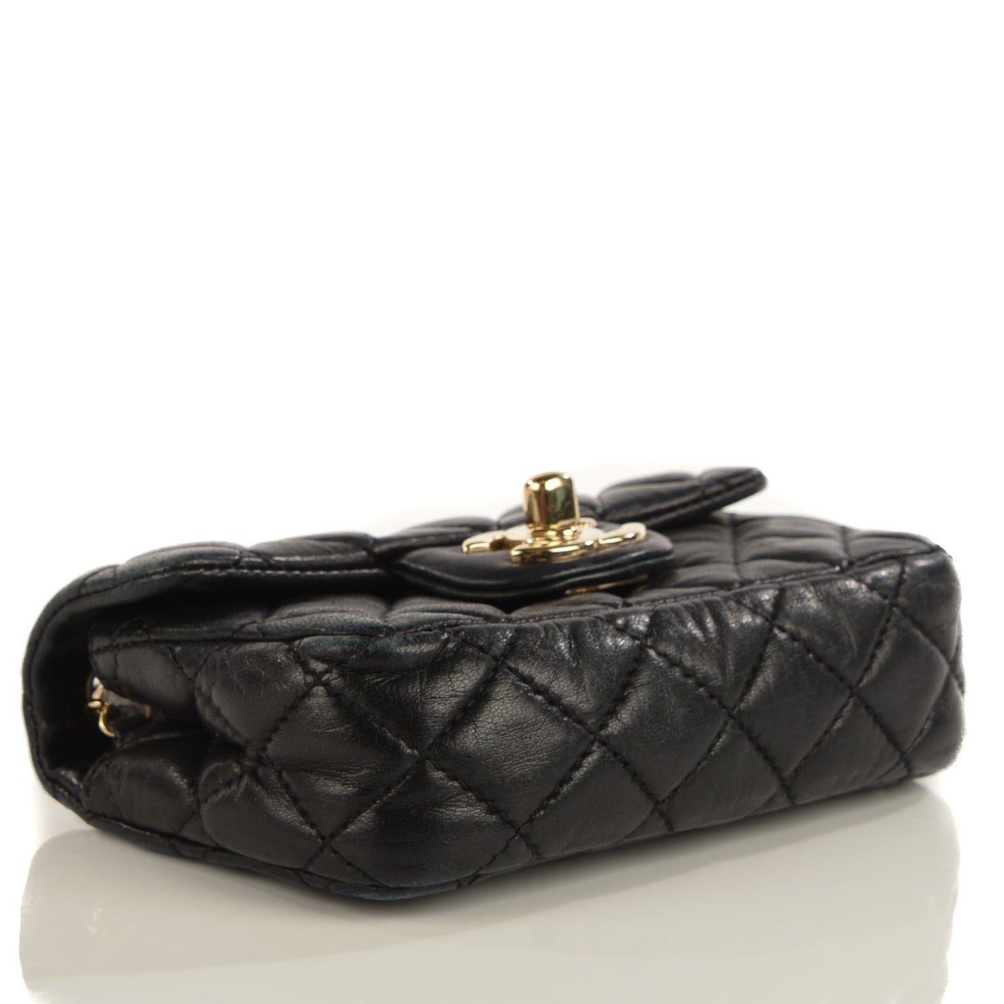 Lambskin Quilted Extra Mini Flap Heart Valentine Charms Black