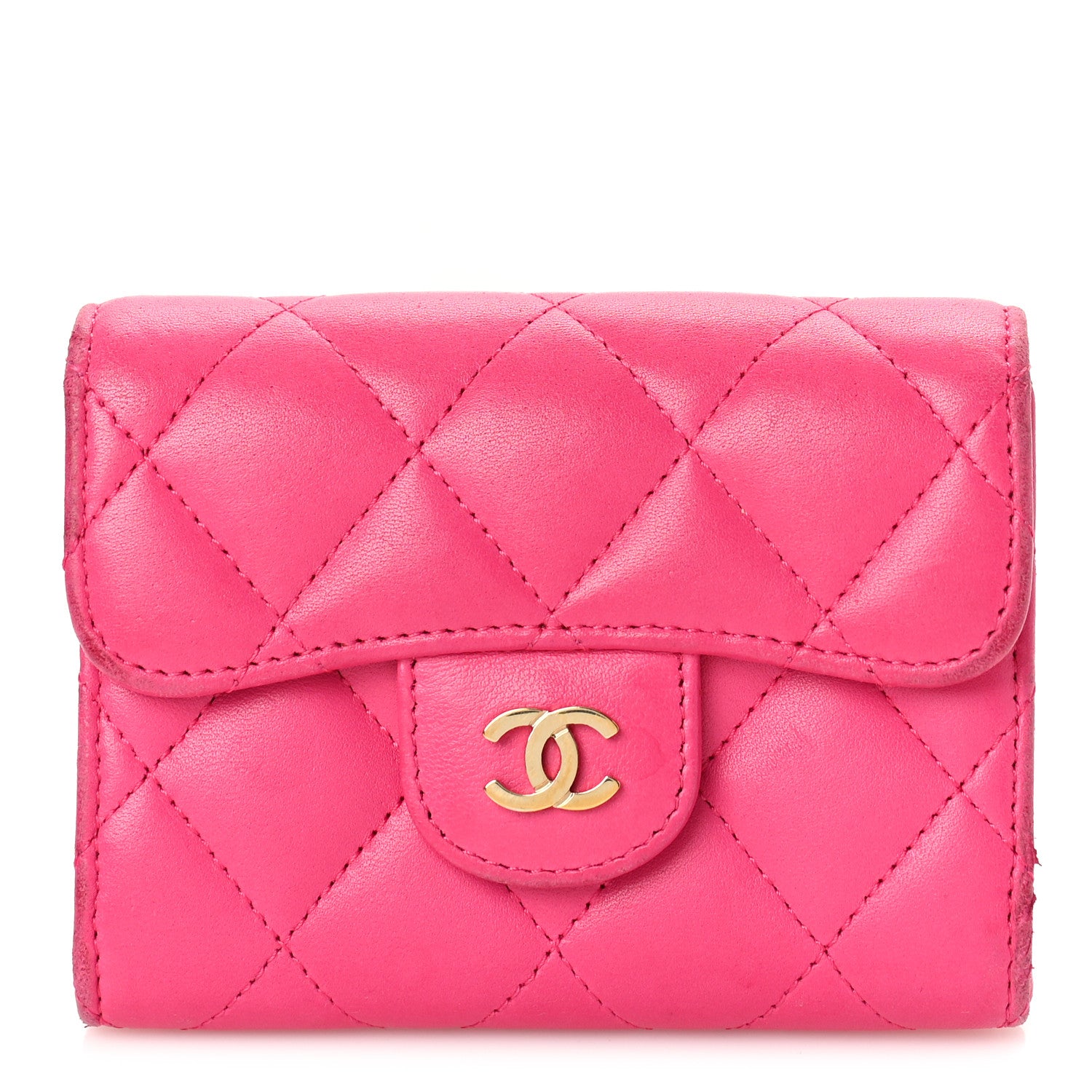 Chanel Lambskin Quilted Flap Card Holder Wallet Pink 1 of 14
