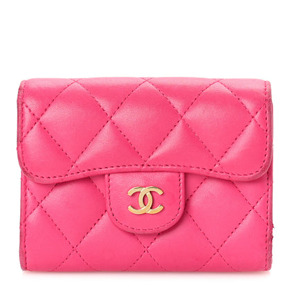 Chanel Lambskin Quilted Flap Card Holder Wallet Pink 1 of 14