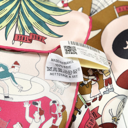 Hermes Silk Exposition Universell Scarf 90 Rose Vif Vert Rouge 4 of 4