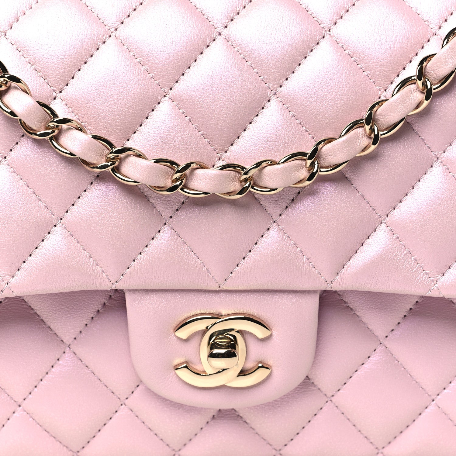 Chanel Iridescent Calfskin Quilted Medium Double Flap Light Pink 8 of 10