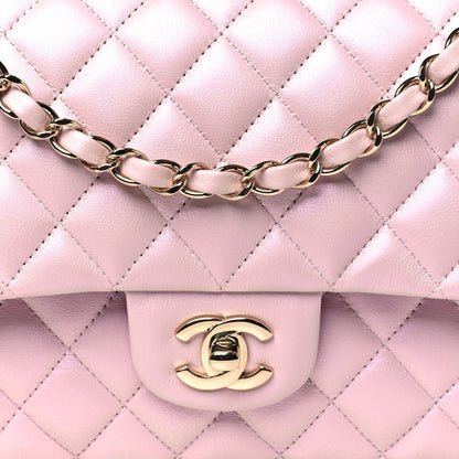 Chanel Iridescent Calfskin Quilted Medium Double Flap Light Pink 8 of 10
