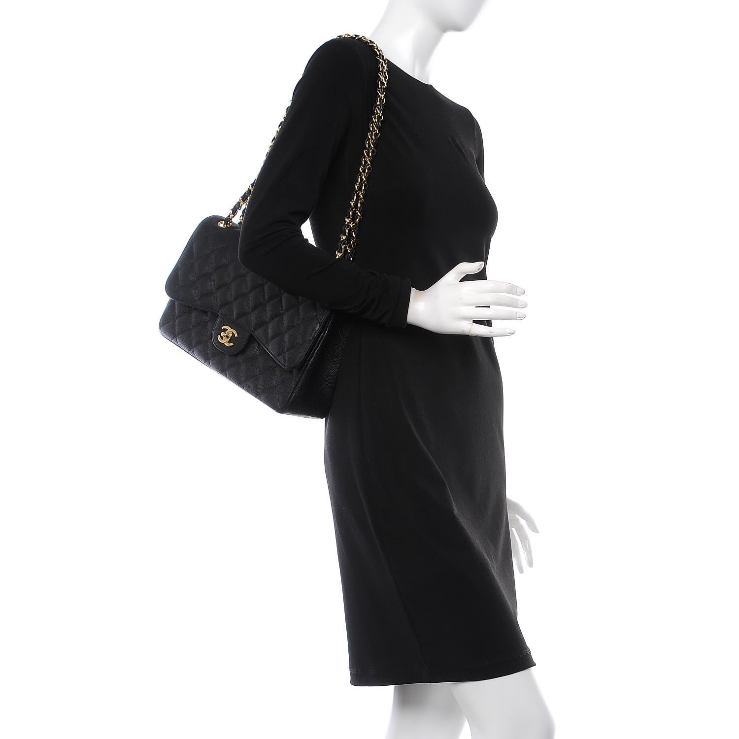 Chanel Caviar Quilted Jumbo Double Flap Black 2 of 8