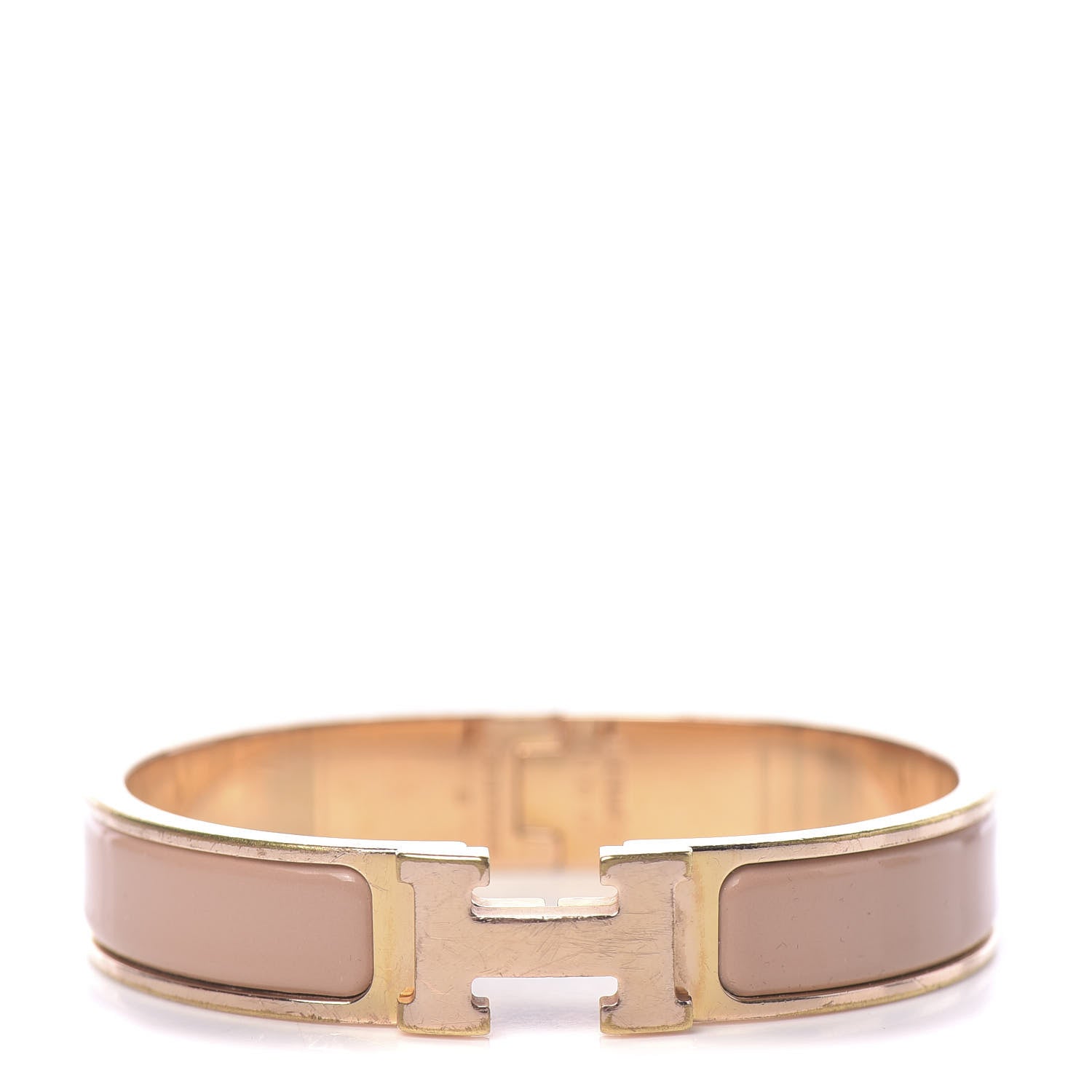 Hermes Enamel Narrow Clic Clac H Bracelet PM Beige Nacre 1 of 5