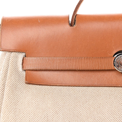 Hermes Toile Vache Calfskin Herbag 30 PM Backpack Natural 9 of 11