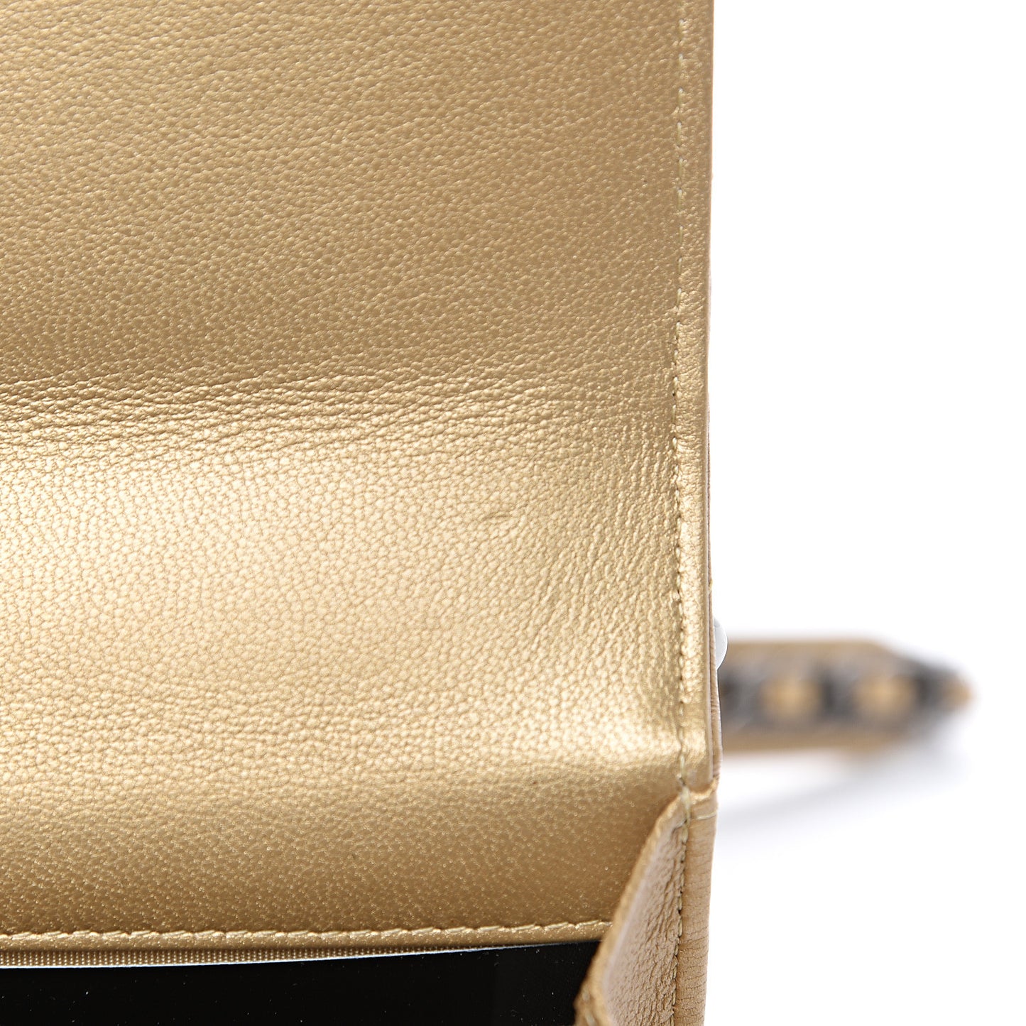 Metallic Goatskin Quilted 19 Wallet On Chain WOC Gold