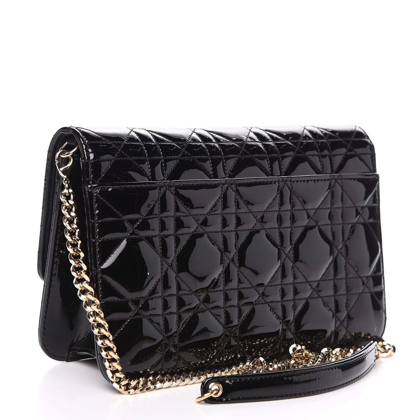 Patent Cannage Miss Dior Promenade Pouch Black