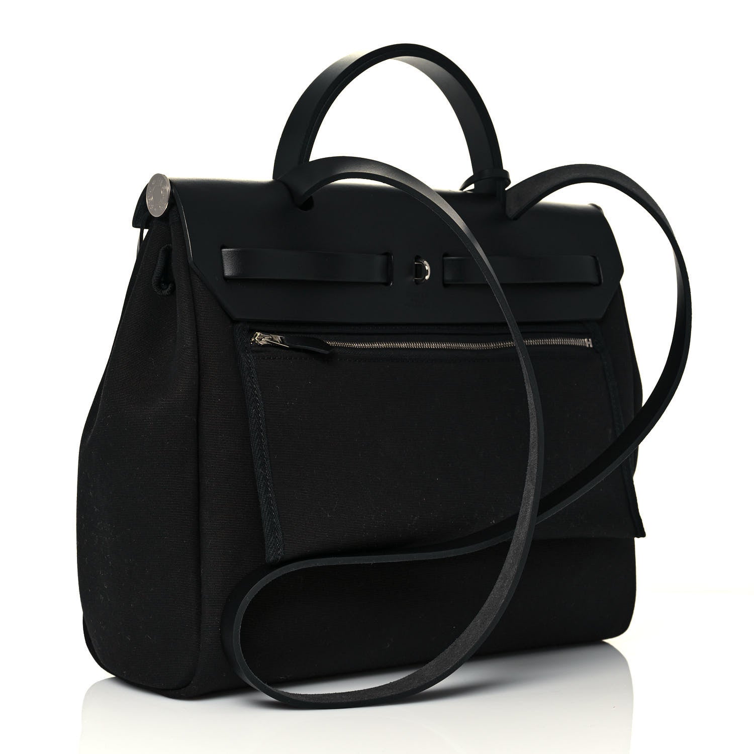 Hermes Military Toile Vache Hunter Herbag Zip Retourne 31 PM Black 4 of 12