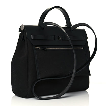 Hermes Military Toile Vache Hunter Herbag Zip Retourne 31 PM Black 4 of 12